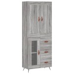 vidaXL Dulap înalt, gri sonoma, 69,5x34x180 cm, lemn compozit