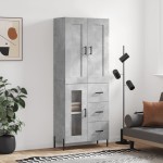 vidaXL Dulap înalt, gri beton, 69,5x34x180, lemn compozit
