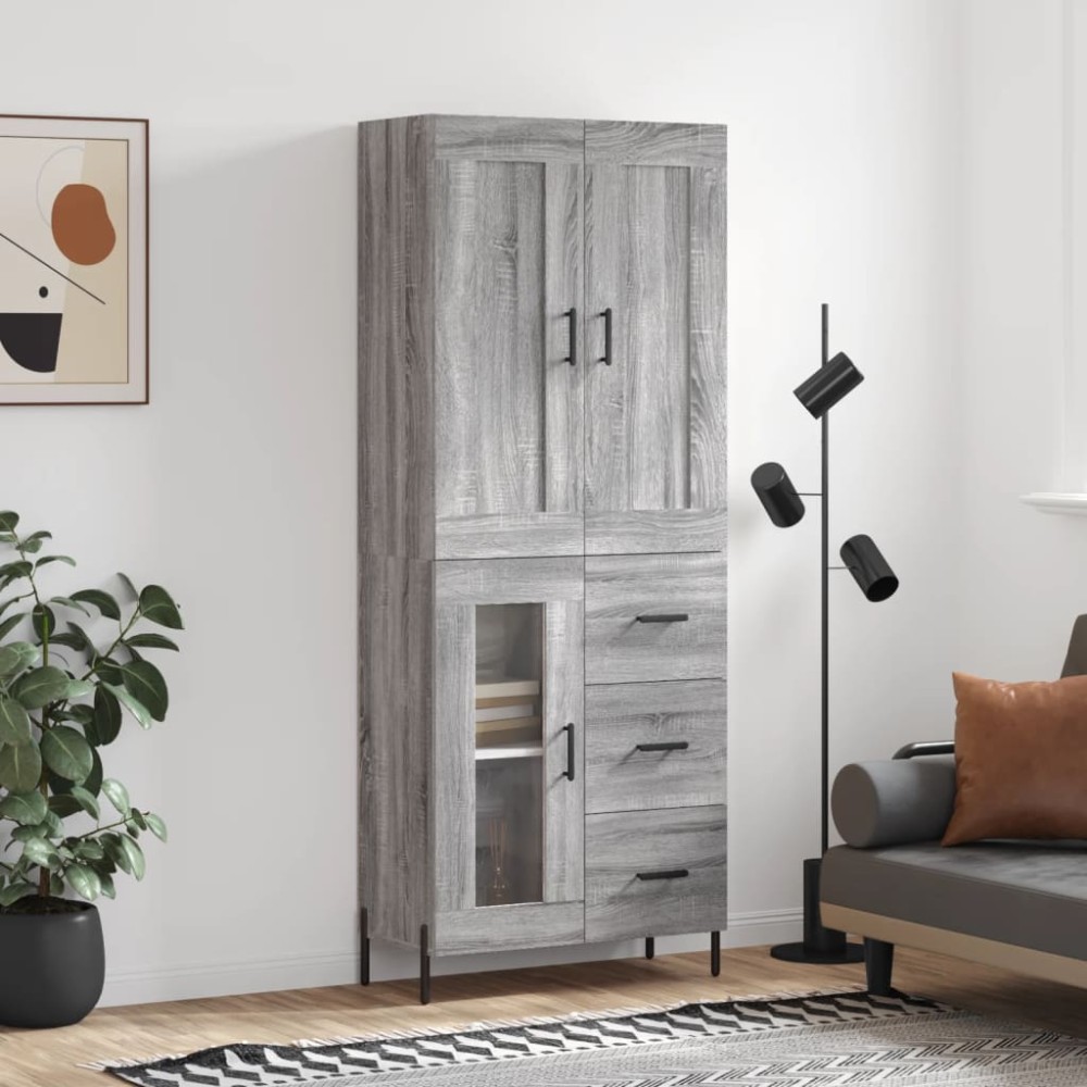 vidaXL Dulap înalt, gri sonoma, 69,5x34x180 cm, lemn compozit