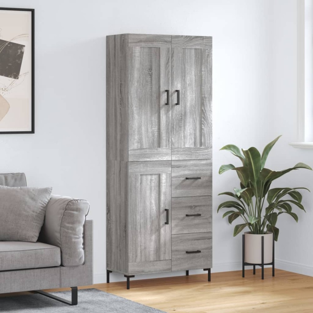 vidaXL Dulap înalt, gri sonoma, 69,5x34x180 cm, lemn compozit