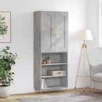 vidaXL Dulap înalt, gri beton, 69,5x34x180, lemn compozit