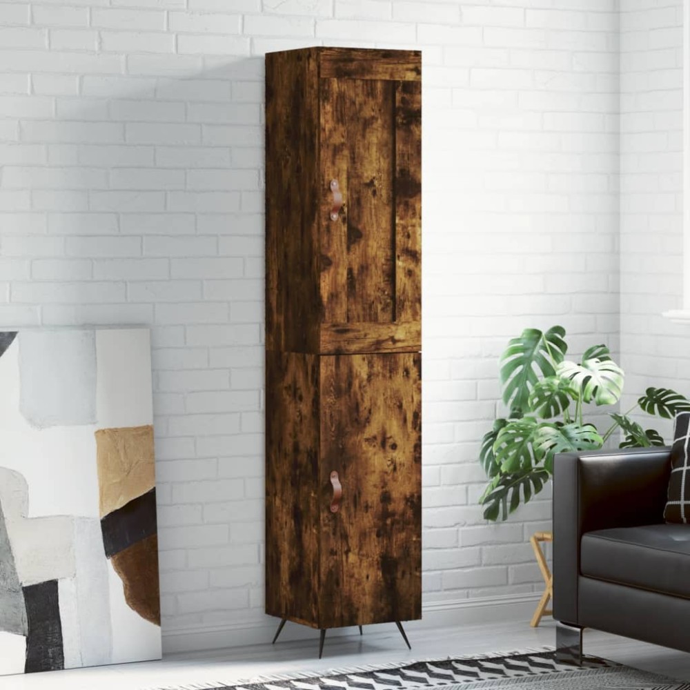 vidaXL Dulap înalt, stejar fumuriu, 34,5x34x180 cm, lemn prelucrat