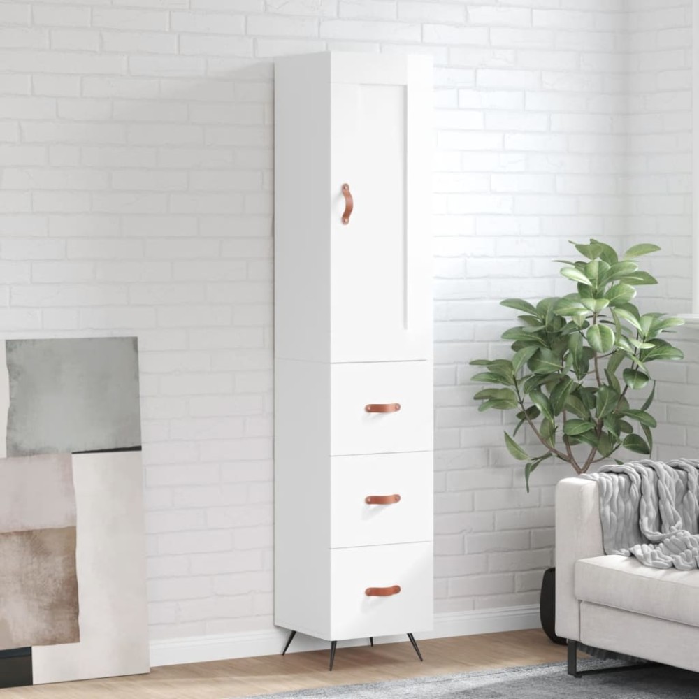 vidaXL Dulap înalt, alb extralucios, 34,5x34x180 cm, lemn prelucrat