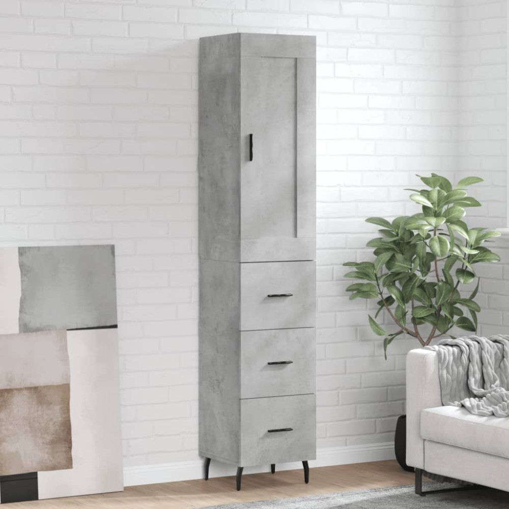 vidaXL Dulap înalt, gri beton, 34,5x34x180 cm, lemn prelucrat