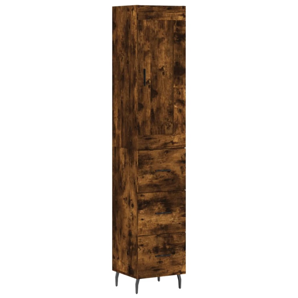 vidaXL Dulap înalt, stejar fumuriu, 34,5x34x180 cm, lemn prelucrat