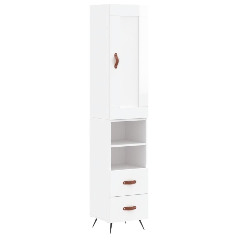 vidaXL Dulap înalt, alb extralucios, 34,5x34x180 cm, lemn prelucrat