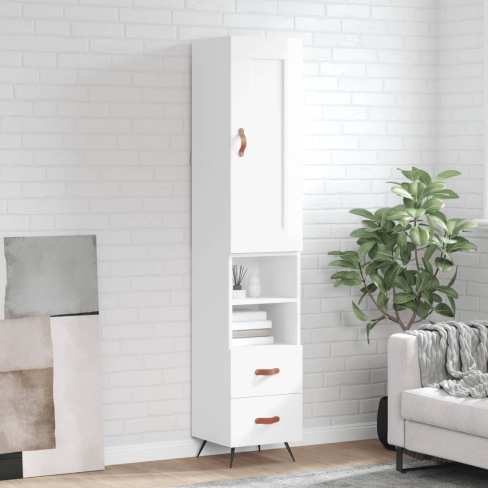 vidaXL Dulap înalt, alb extralucios, 34,5x34x180 cm, lemn prelucrat