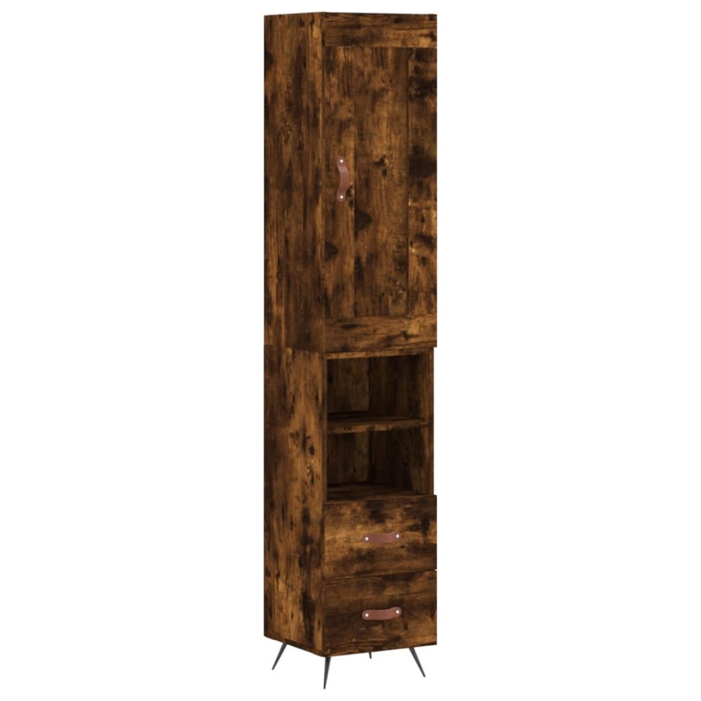 vidaXL Dulap înalt, stejar fumuriu, 34,5x34x180 cm, lemn prelucrat