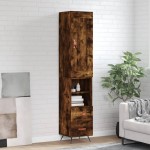 vidaXL Dulap înalt, stejar fumuriu, 34,5x34x180 cm, lemn prelucrat