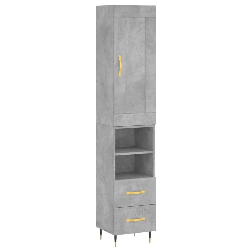 vidaXL Dulap înalt, gri beton, 34,5x34x180 cm, lemn prelucrat
