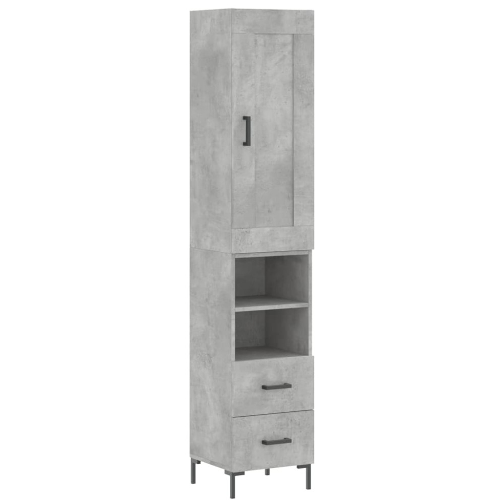 vidaXL Dulap înalt, gri beton, 34,5x34x180 cm, lemn prelucrat