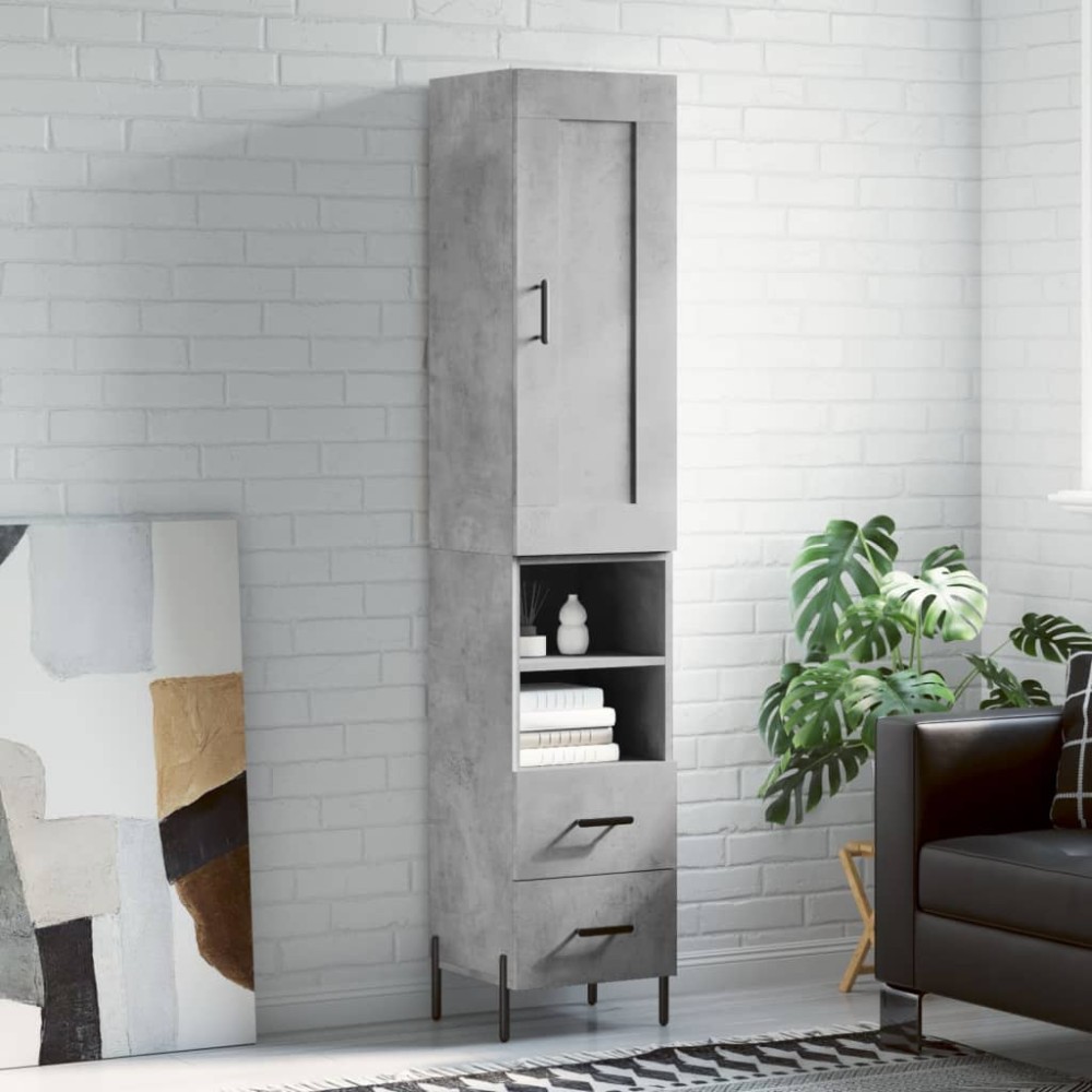 vidaXL Dulap înalt, gri beton, 34,5x34x180 cm, lemn prelucrat