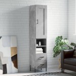 vidaXL Dulap înalt, gri beton, 34,5x34x180 cm, lemn prelucrat