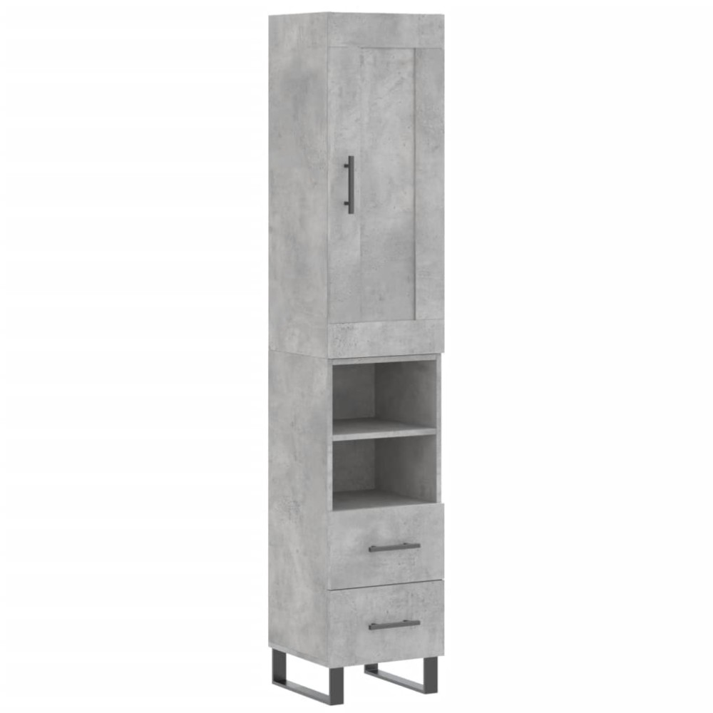 vidaXL Dulap înalt, gri beton, 34,5x34x180 cm, lemn prelucrat