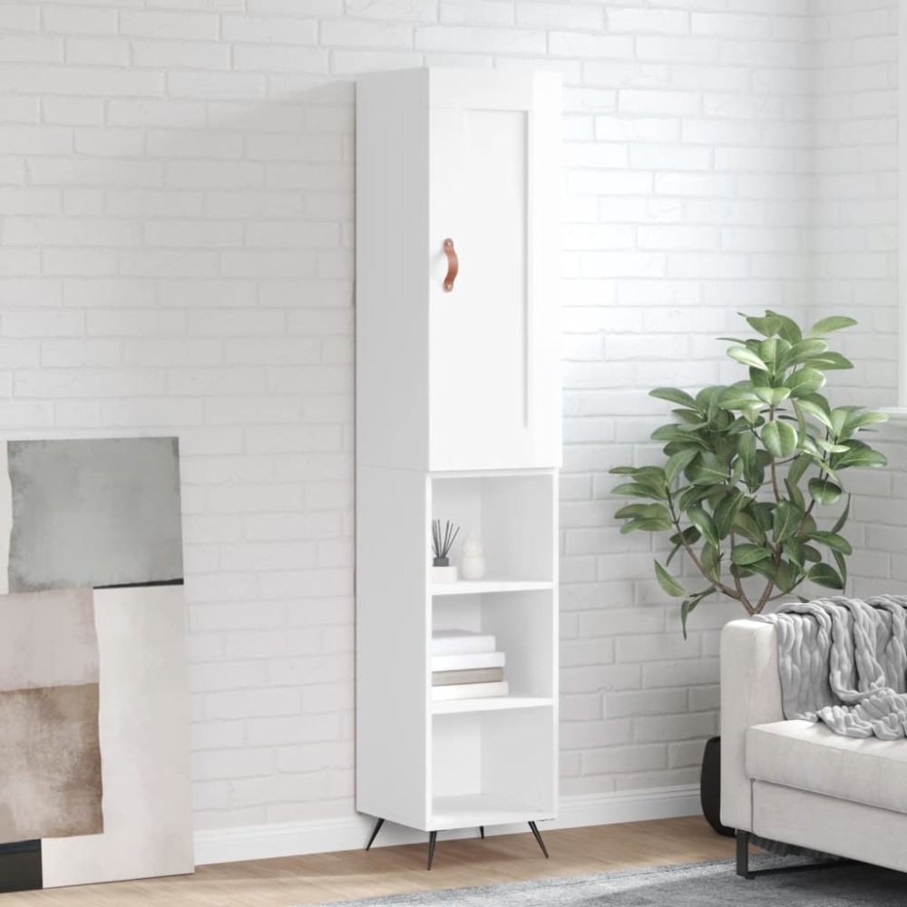 vidaXL Dulap înalt, alb extralucios, 34,5x34x180 cm, lemn prelucrat