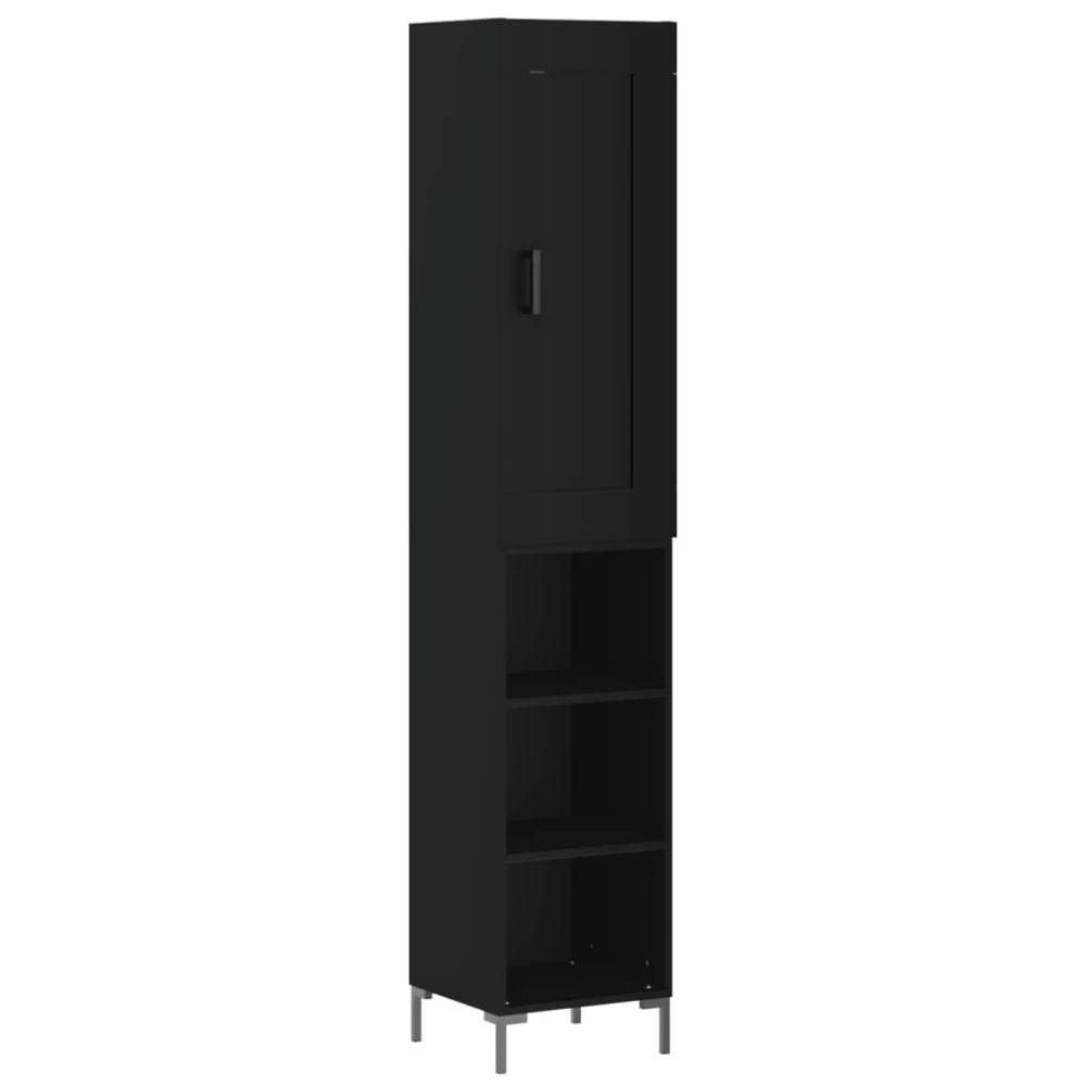 vidaXL Dulap înalt, negru, 34,5x34x180 cm, lemn prelucrat