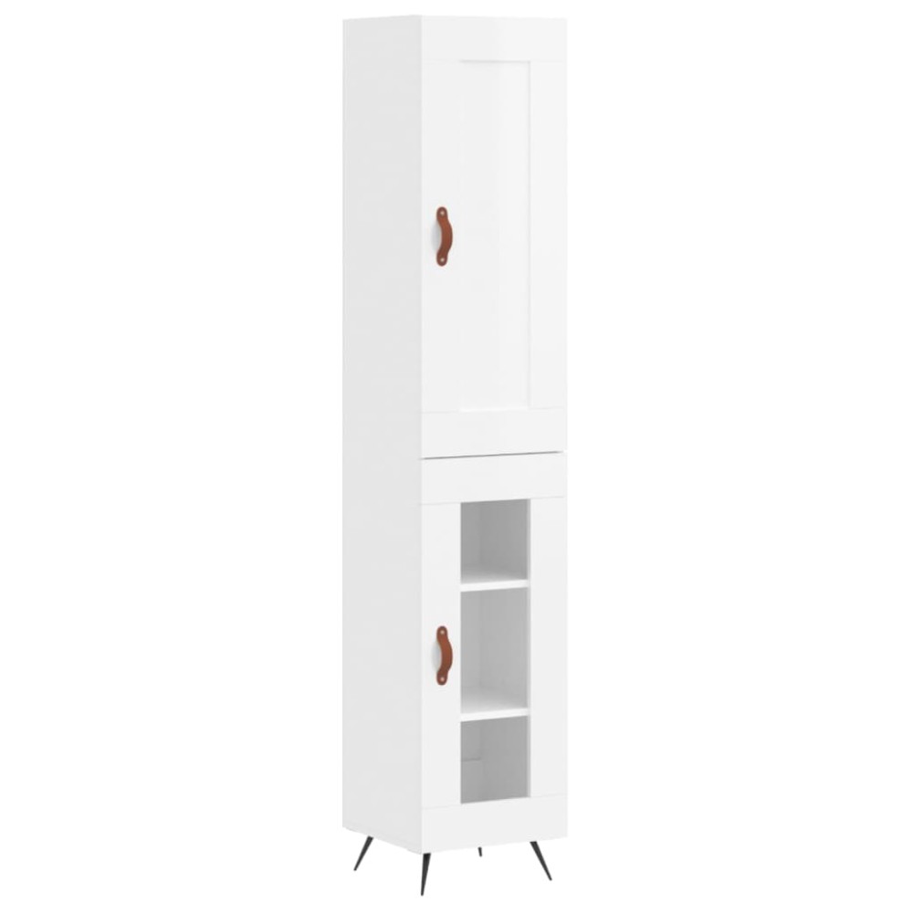 vidaXL Dulap înalt, alb extralucios, 34,5x34x180 cm, lemn prelucrat