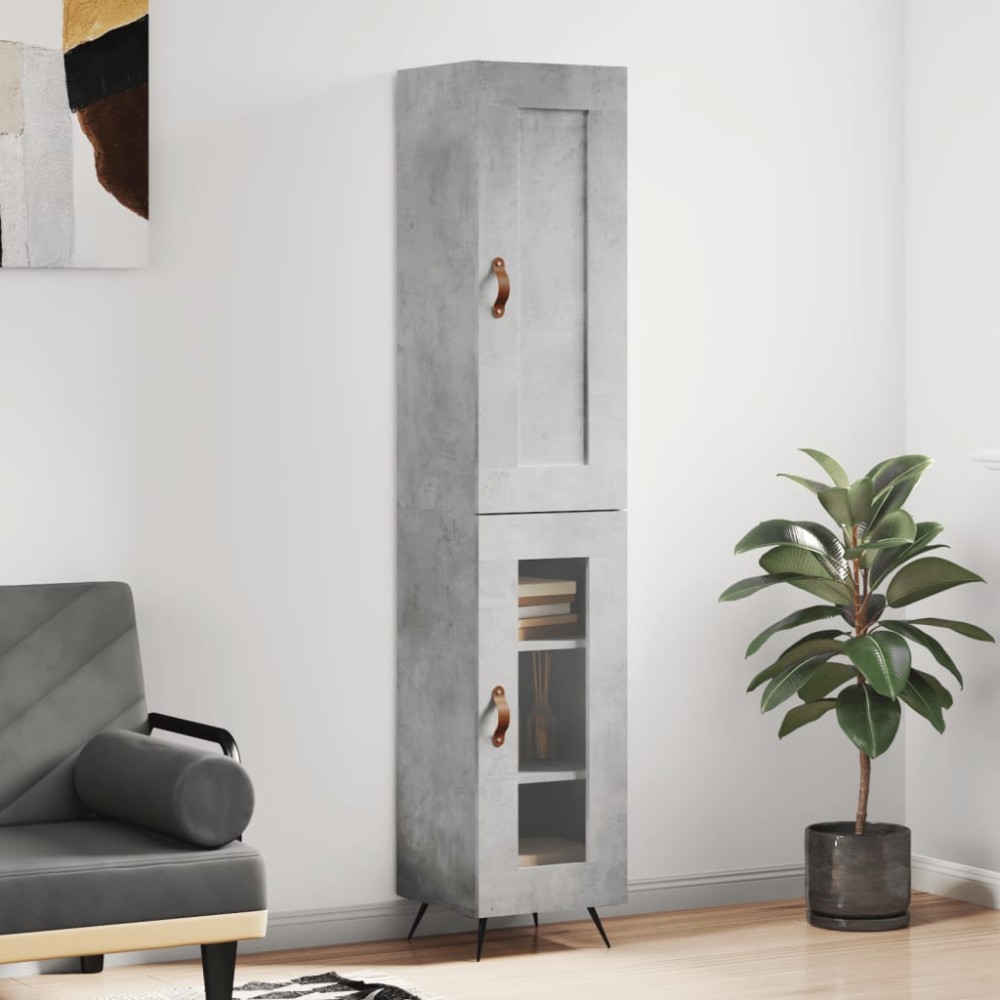 vidaXL Dulap înalt, gri beton, 34,5x34x180 cm, lemn prelucrat