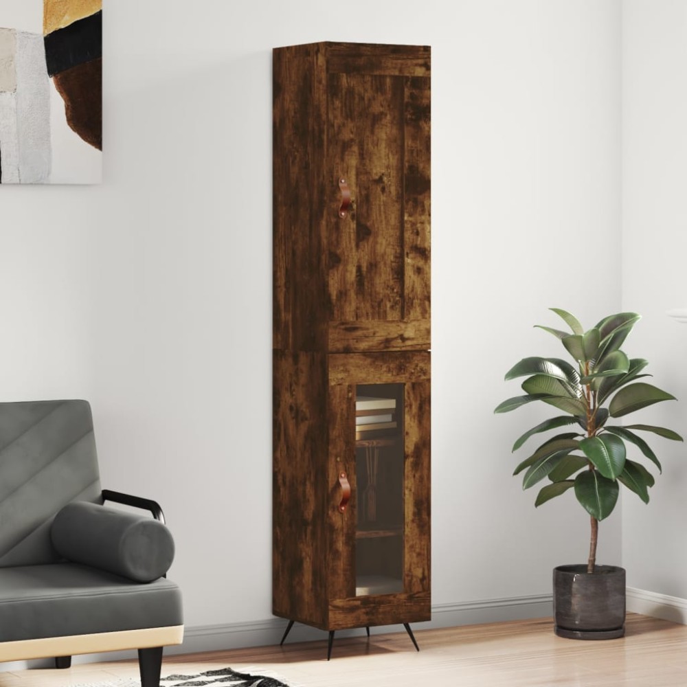 vidaXL Dulap înalt, stejar fumuriu, 34,5x34x180 cm, lemn prelucrat