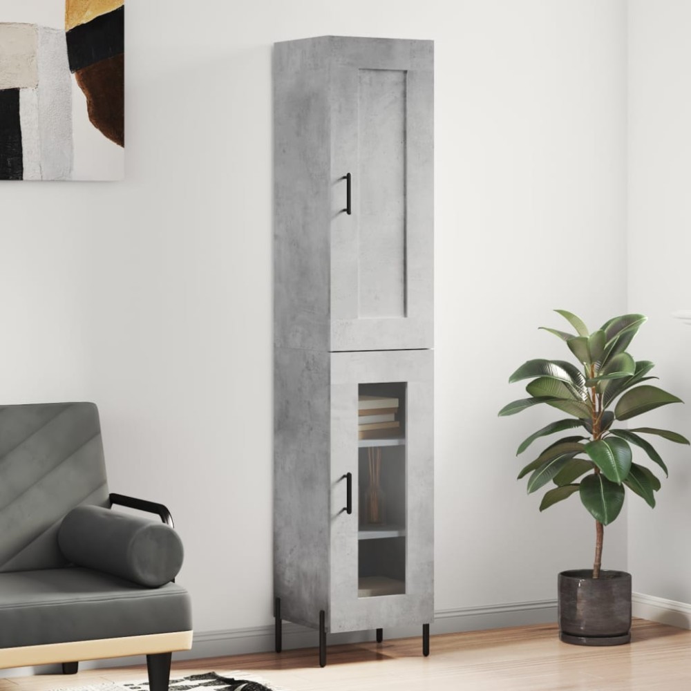 vidaXL Dulap înalt, gri beton, 34,5x34x180 cm, lemn prelucrat