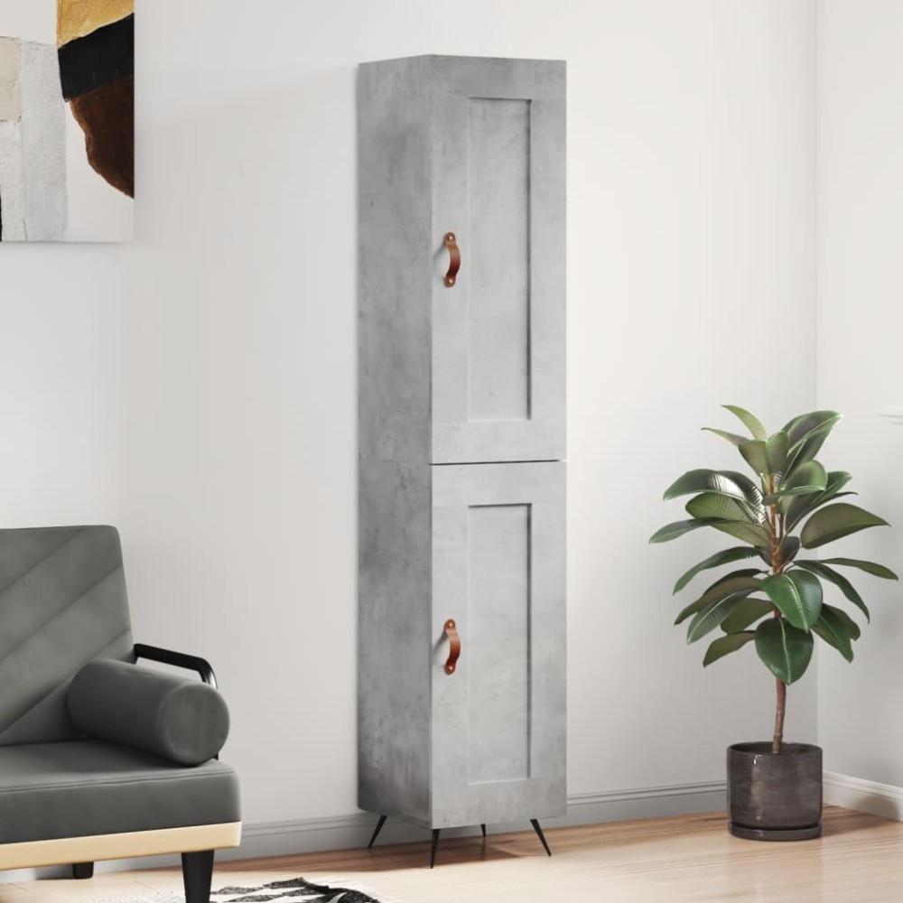 vidaXL Dulap înalt, gri beton, 34,5x34x180 cm, lemn prelucrat
