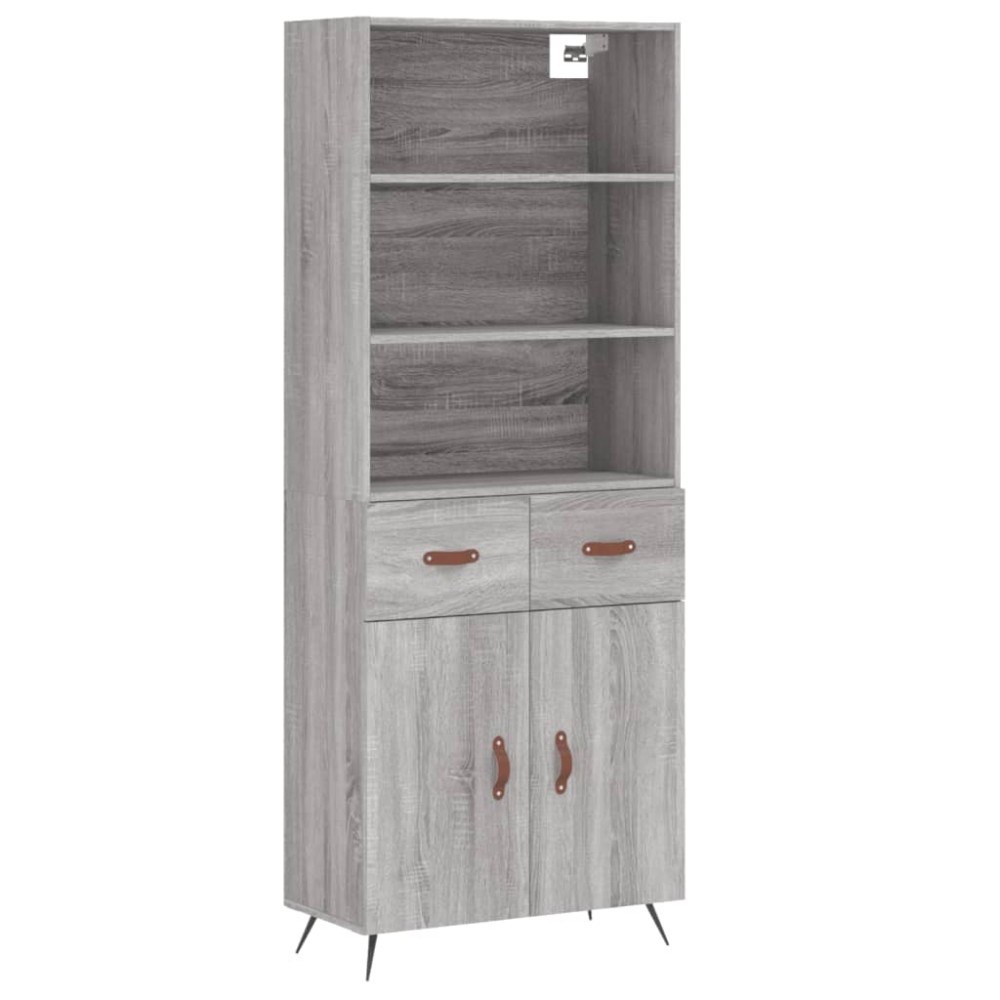 vidaXL Dulap înalt, gri sonoma, 69,5x34x180 cm, lemn compozit