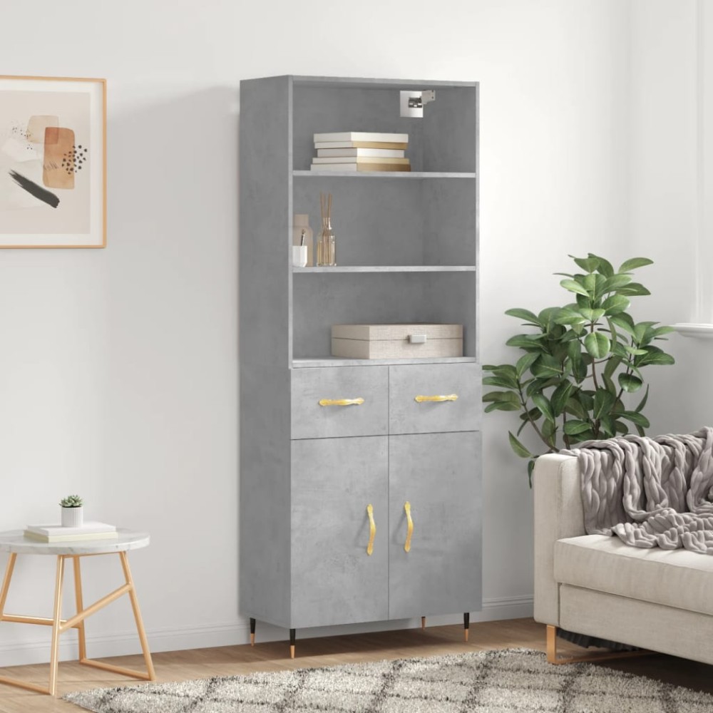 vidaXL Dulap înalt, gri beton, 69,5x34x180, lemn compozit
