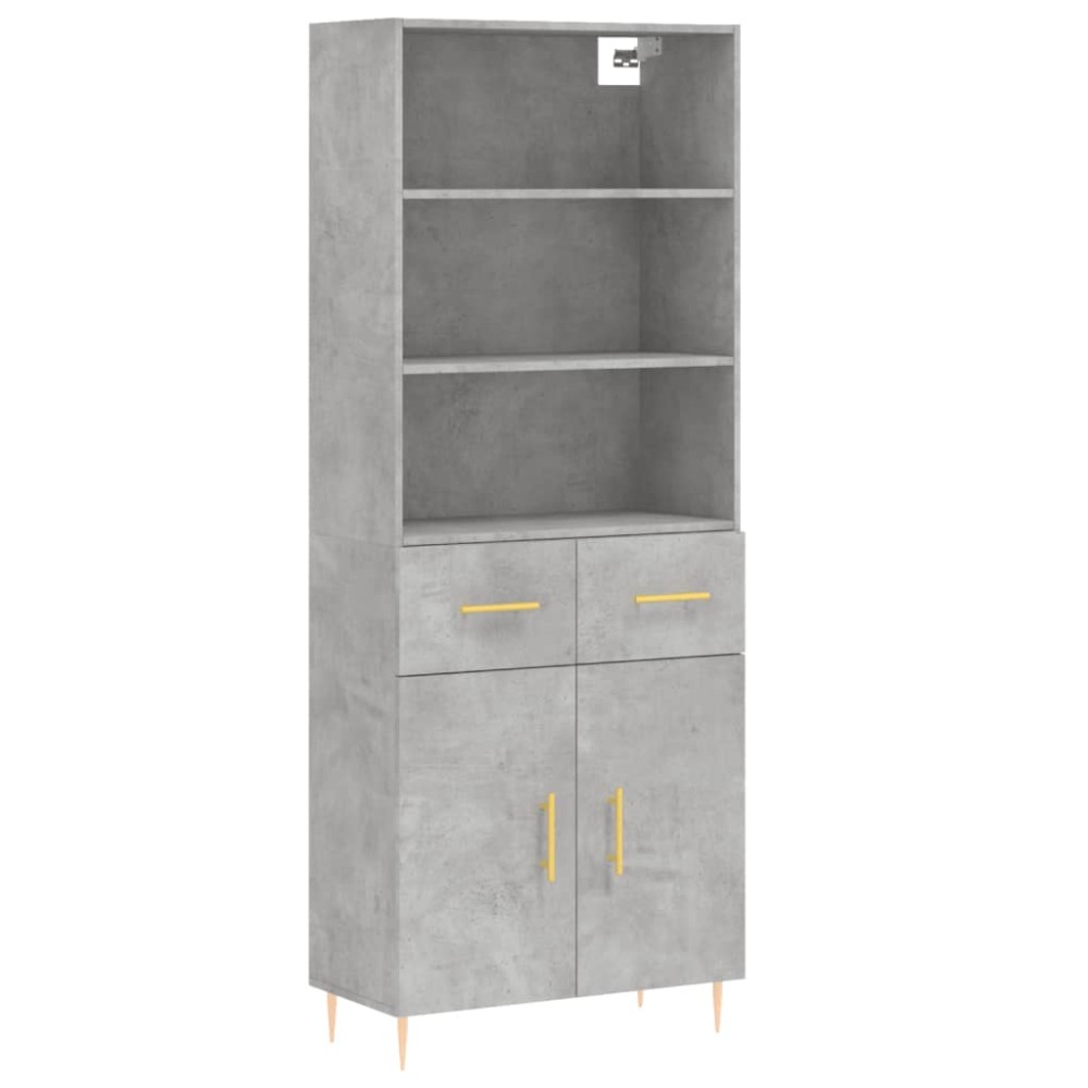 vidaXL Dulap înalt, gri beton, 69,5x34x180, lemn compozit