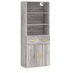 vidaXL Dulap înalt, gri sonoma, 69,5x34x180 cm, lemn compozit