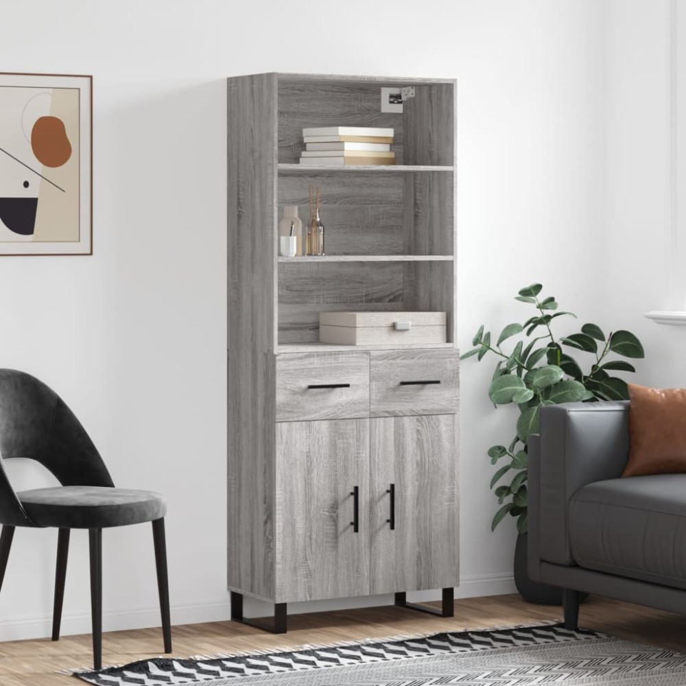 vidaXL Dulap înalt, gri sonoma, 69,5x34x180 cm, lemn compozit