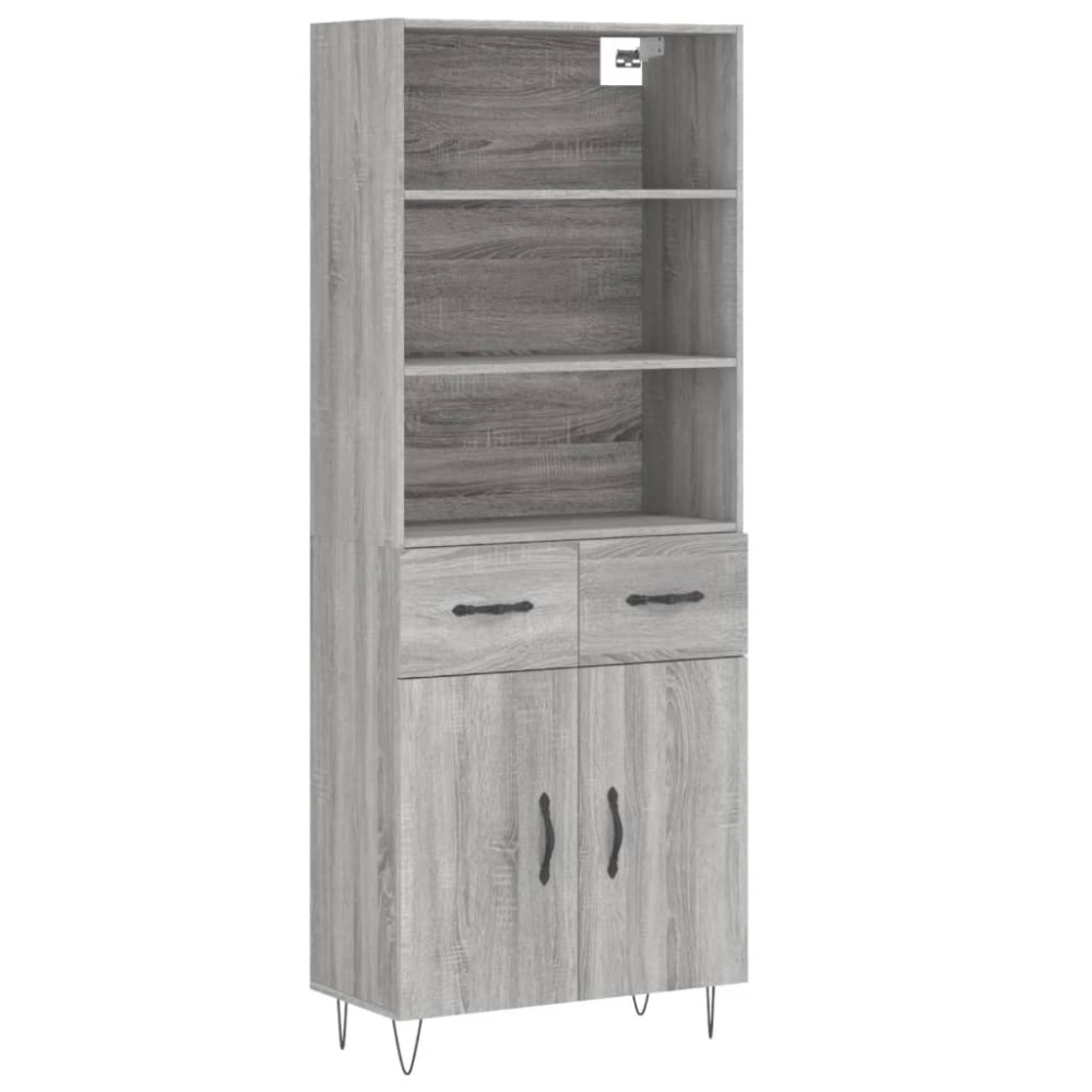vidaXL Dulap înalt, gri sonoma, 69,5x34x180 cm, lemn compozit