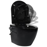 vidaXL Vas WC de perete fără ramă, rezervor încastrat, negru, ceramică vidaXL Vas WC de perete fără ramă, rezervor încastrat, negru, ceramică