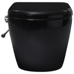 vidaXL Vas WC de perete fără ramă, rezervor încastrat, negru, ceramică vidaXL Vas WC de perete fără ramă, rezervor încastrat, negru, ceramică