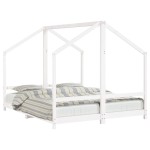vidaXL Cadru de pat pentru copii, alb, 2x(80x200)cm, lemn masiv de pin vidaXL Cadru de pat pentru copii, alb, 2x(80x200)cm, lemn masiv de pin