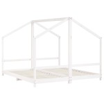 vidaXL Cadru de pat pentru copii, alb, 2x(90x200)cm, lemn masiv de pin