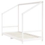 vidaXL Cadru de pat pentru copii, alb, 2x(90x200)cm, lemn masiv de pin