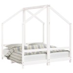 vidaXL Cadru de pat pentru copii, alb, 2x(70x140) cm, lemn masiv pin vidaXL Cadru de pat pentru copii, alb, 2x(70x140) cm, lemn masiv pin
