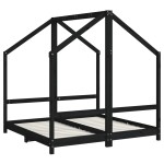 vidaXL Cadru de pat pentru copii, negru, 2x(70x140) cm, lemn masiv pin vidaXL Cadru de pat pentru copii, negru, 2x(70x140) cm, lemn masiv pin