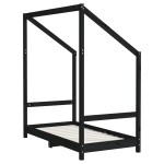 vidaXL Cadru de pat pentru copii, negru, 2x(70x140) cm, lemn masiv pin vidaXL Cadru de pat pentru copii, negru, 2x(70x140) cm, lemn masiv pin