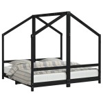vidaXL Cadru de pat pentru copii negru 2x(80x160) cm lemn masiv de pin vidaXL Cadru de pat pentru copii negru 2x(80x160) cm lemn masiv de pin