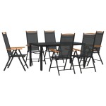 vidaXL Set mobilier pentru grădină, 7 piese, negru, aluminiu