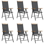 vidaXL Set mobilier pentru grădină, 7 piese, negru, aluminiu