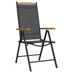 vidaXL Set mobilier pentru grădină, 7 piese, negru, aluminiu