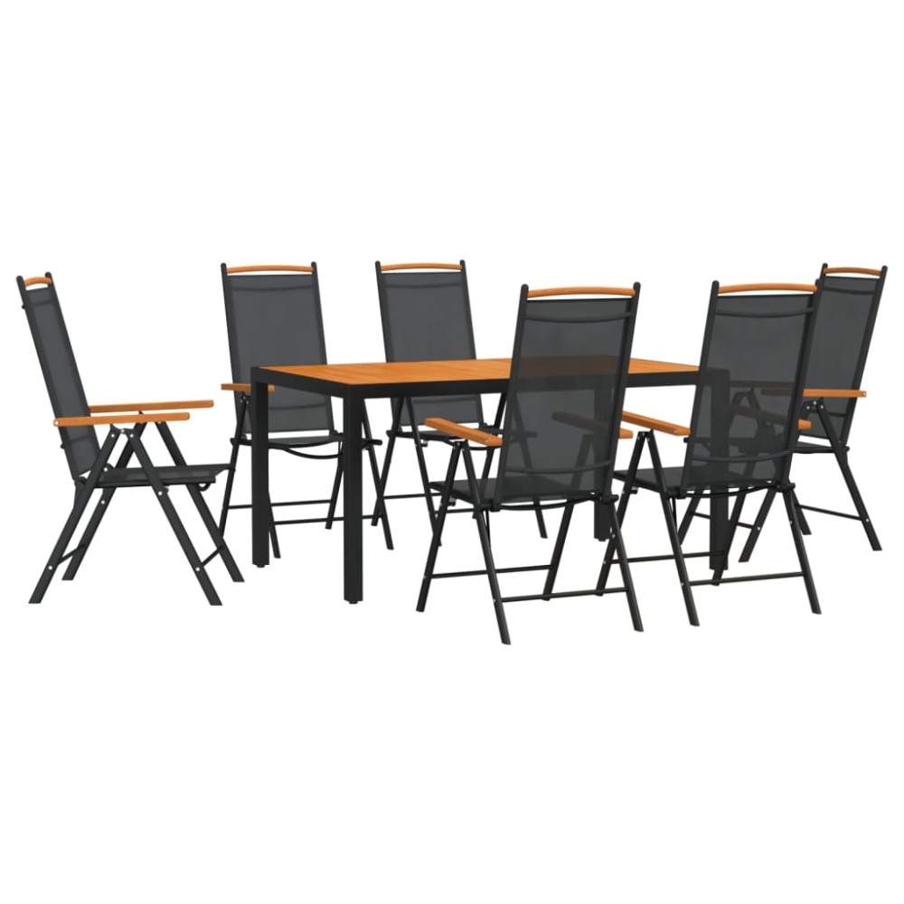 vidaXL Set mobilier pentru grădină, 7 piese, negru și maro, aluminiu