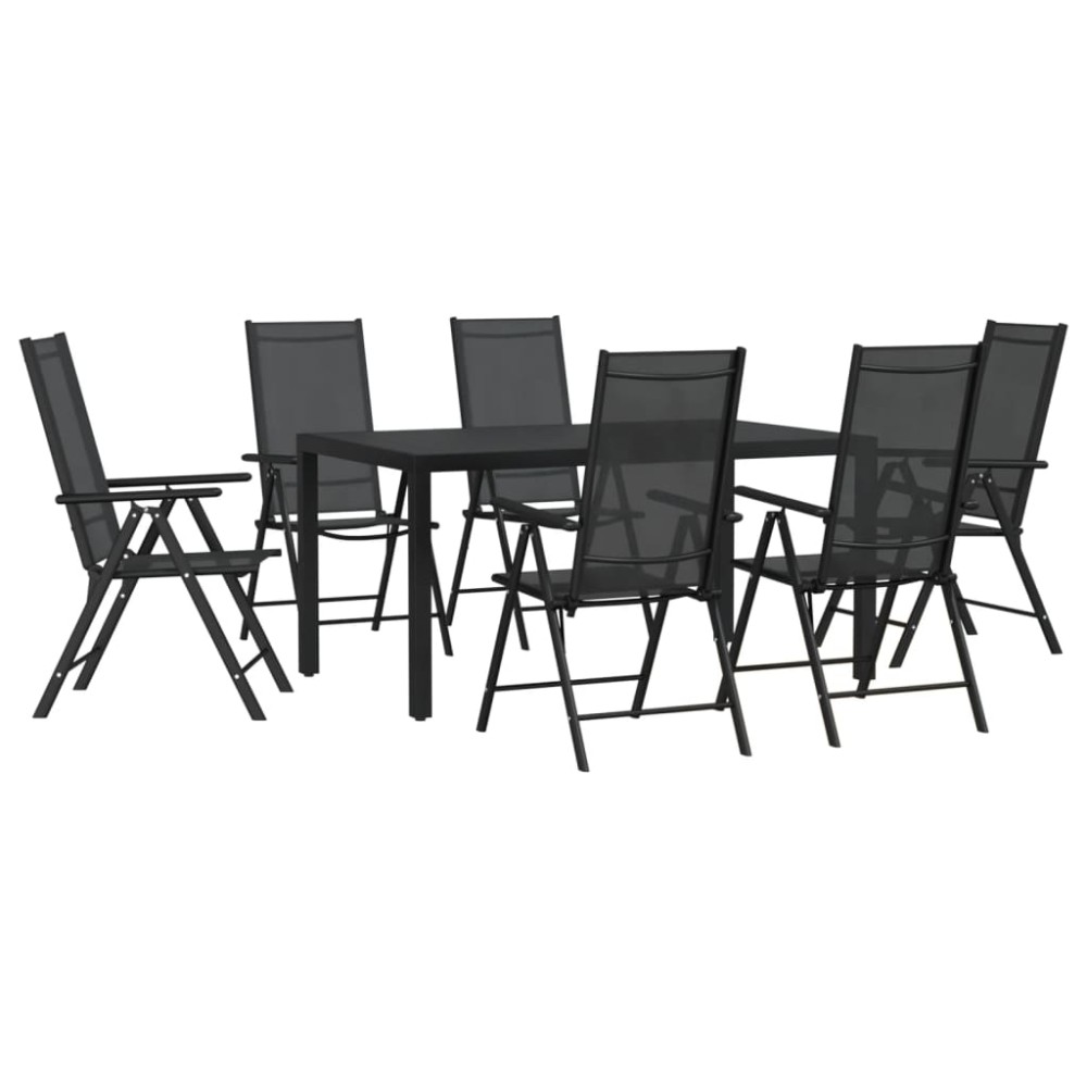 vidaXL Set mobilier pentru grădină, 7 piese, negru, aluminiu