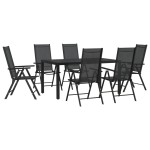 vidaXL Set mobilier pentru grădină, 7 piese, negru, aluminiu
