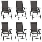 vidaXL Set mobilier pentru grădină, 7 piese, negru, aluminiu