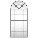 vidaXL Oglindă de perete, negru, 60x100 cm, arcuită, fier