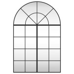 vidaXL Oglindă de perete, negru, 80x120 cm, arcuită, fier