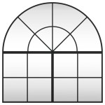 vidaXL Oglindă de perete, negru, 80x80 cm, arcuită, fier